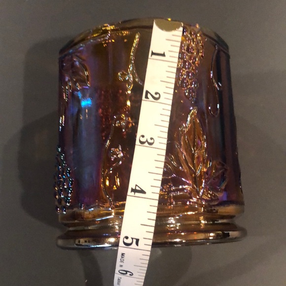 🧡💜VINTAGE Rare Color Amber/violet Carnival Glass Compote Grape Candy Dish Vase - Picture 5 of 5